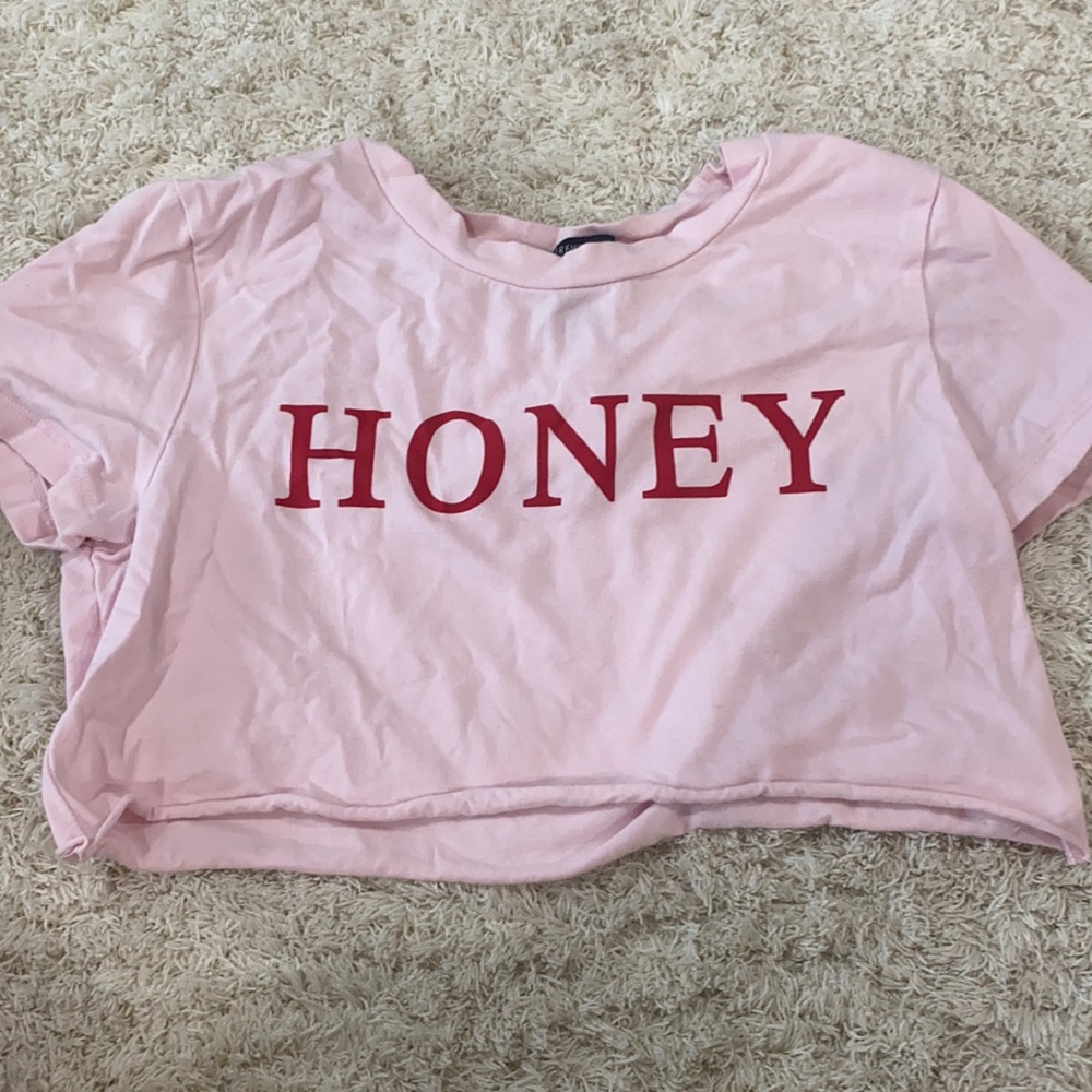 cute pink honey crop top